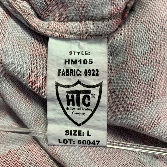 HOLLYWOOD TRADING CO L Red Black White Plaid Distressed Cotton Long Sleeve Shirt - Picture 4 of 6